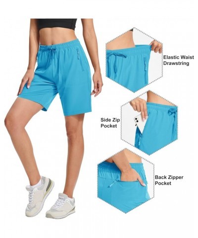 Women's Hiking Cargo Shorts 8" Quick Dry Lightweight Outdoor Summer Shorts Athletic Travel with Zipper Pockets Lake Blue $14....