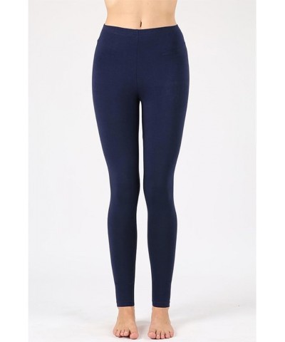 Womens Premium Cotton Full Length Leggings Multi Colors (S-XL) 603_navy $9.24 Leggings