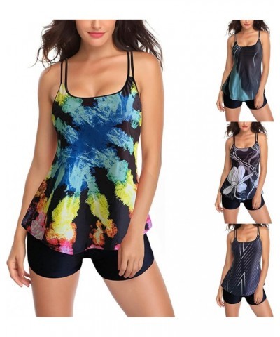 Sexy Swimsuit for Women Fashion High Waist Printed Swimwear Casual Comfy Bikini Set Strappy Two Piece Swimsuits 03 Blue $7.36...