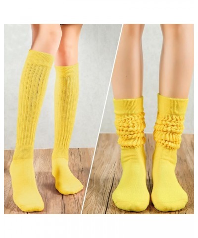 3 Pairs Women's Slouch Socks Cotton Knit Knee High Scrunch Sock Size 6-11 Rose-orange-yellow $11.77 Activewear