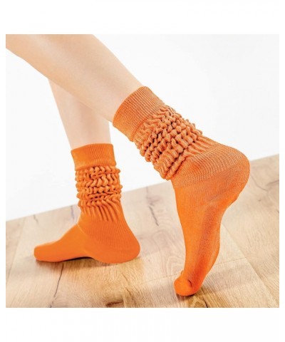 3 Pairs Women's Slouch Socks Cotton Knit Knee High Scrunch Sock Size 6-11 Rose-orange-yellow $11.77 Activewear