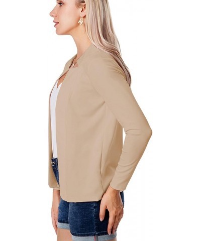 Womens Formal Solid Color Short Blazer Work Office Long Sleeve Jacket Open Front Cardigans Apricot Grey $11.04 Blazers