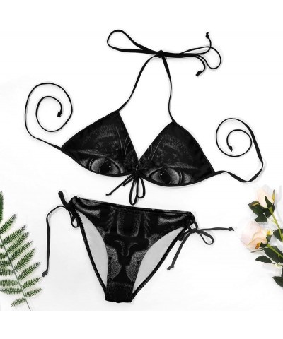 Women 2 PCS Halter Bikini Padded Swimwear Tie Side Triangle Bathing Suit Multi 2 $9.24 Swimsuits