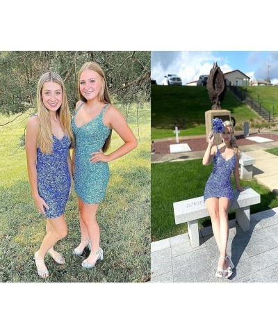 Glitter Sequin Homecoming Dresses for Teens Short Tight Prom Dress V Neck Cocktail Gowns Burgundy $28.55 Dresses