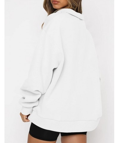 Womens Sweatshirts Oversized Half Zip Long Sleeve Solid Color Drop Shoulder Pullover Jacket Trendy Hoodie Outfits White $14.5...