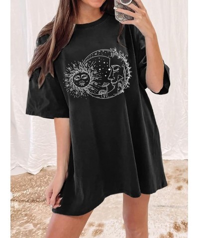 Women's Summer Mushroom and Sun Moon Print Crewneck Short Sleeve Oversized T Shirt Vintage Graphic Tee Ow-sunmoon Murleaf $10...