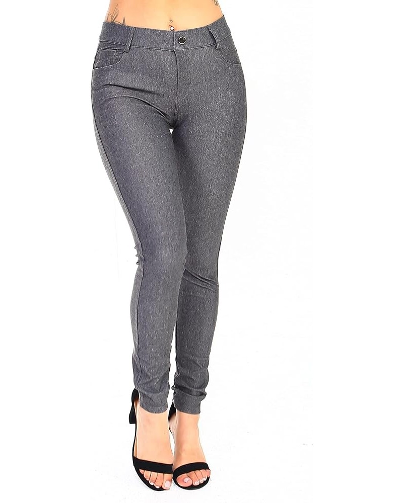 Women's Five Pocket Jean Leggings Gray $15.25 Leggings