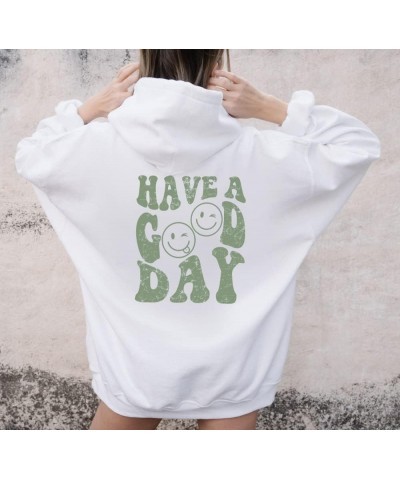 Unisex Casual Print Hoodie - Front Back Printed Heavy Blend Long Sleeve Pullover Hooded Casual Sweatshirts Have a Good Day_wh...