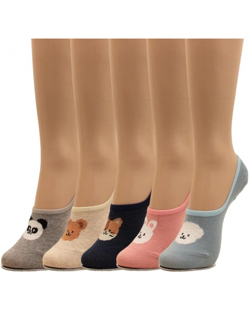 Women Animal Design No-Show Casual Liner Socks Character Print Non Slip Flat Boat Line 4 Pair 6pair-stylish Friends $11.12 Socks