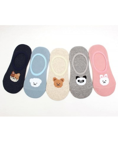 Women Animal Design No-Show Casual Liner Socks Character Print Non Slip Flat Boat Line 4 Pair 6pair-stylish Friends $11.12 Socks