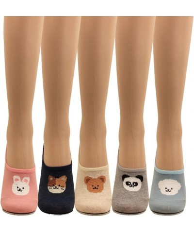 Women Animal Design No-Show Casual Liner Socks Character Print Non Slip Flat Boat Line 4 Pair 6pair-stylish Friends $11.12 Socks