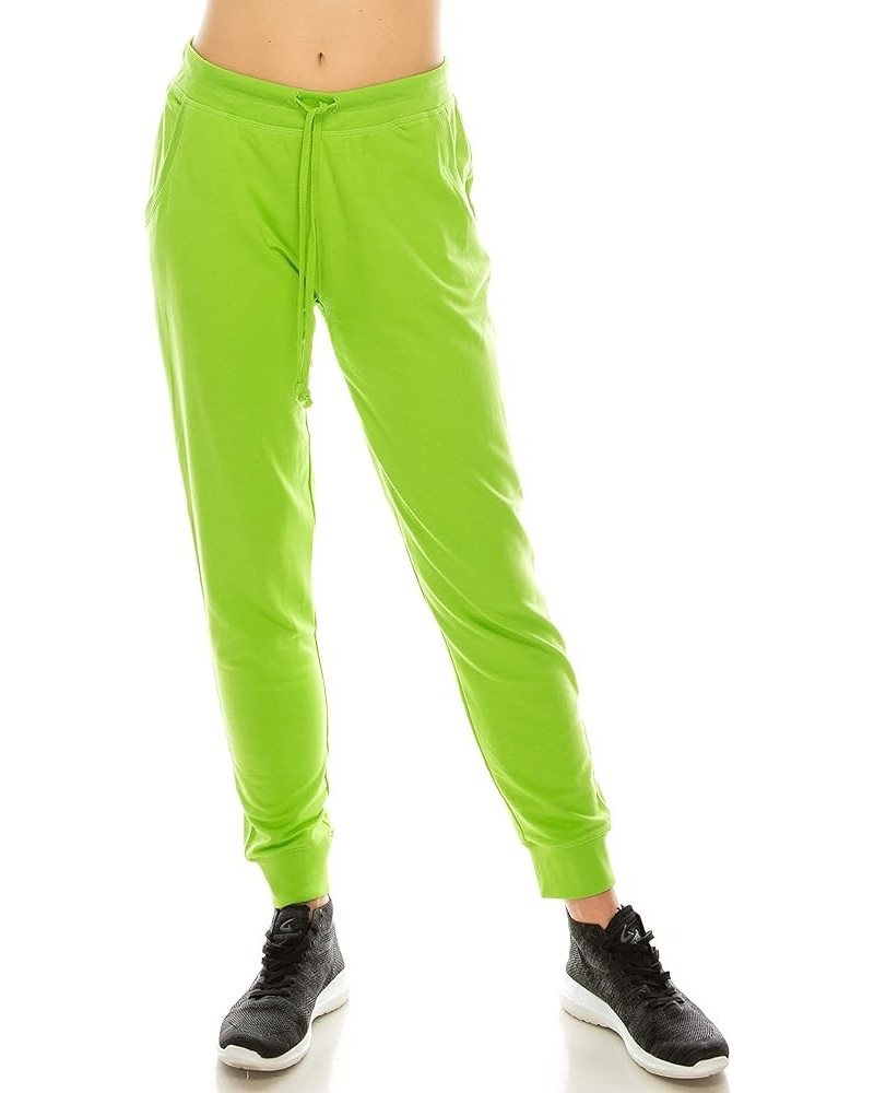 Women's Casual Jogger Pants Sweatpants - Relaxed Fit Elastic Waist Drawstring Pocket French Terry Running Yoga Workout Lime $...