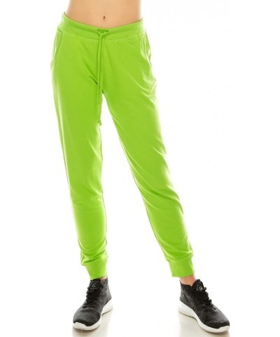 Women's Casual Jogger Pants Sweatpants - Relaxed Fit Elastic Waist Drawstring Pocket French Terry Running Yoga Workout Lime $...