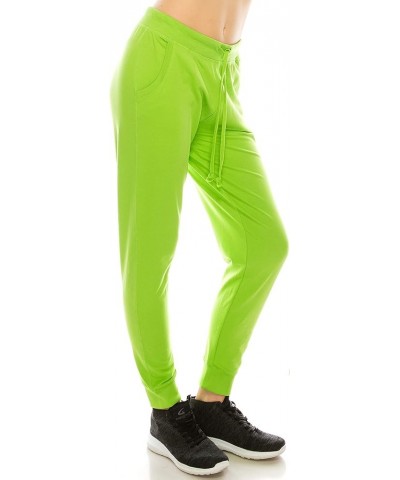 Women's Casual Jogger Pants Sweatpants - Relaxed Fit Elastic Waist Drawstring Pocket French Terry Running Yoga Workout Lime $...