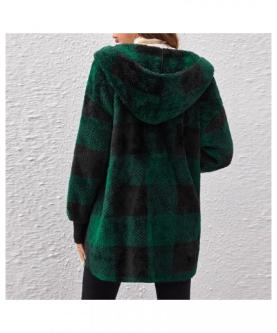 Winter Coats for Women Sherpa Plaid Shacket Plus Size Oversized Cardigan Color Block Teddy Coat Fuzzy Fleece Jacket 2✦✧green ...