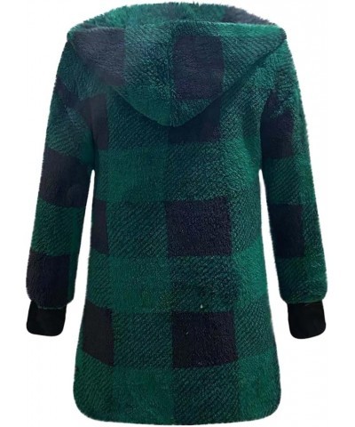 Winter Coats for Women Sherpa Plaid Shacket Plus Size Oversized Cardigan Color Block Teddy Coat Fuzzy Fleece Jacket 2✦✧green ...