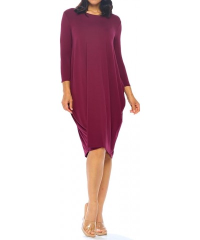 Women's Side Drape Midi Dress Loose Casual Formal Wine $12.99 Dresses