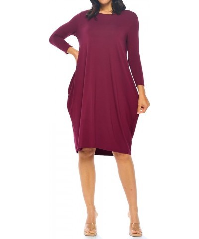 Women's Side Drape Midi Dress Loose Casual Formal Wine $12.99 Dresses