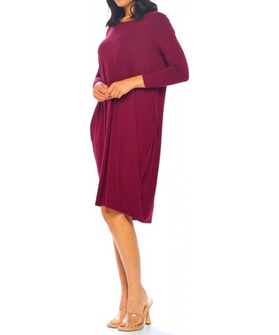 Women's Side Drape Midi Dress Loose Casual Formal Wine $12.99 Dresses