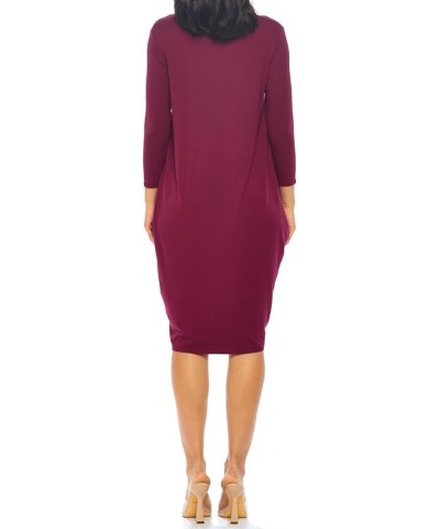 Women's Side Drape Midi Dress Loose Casual Formal Wine $12.99 Dresses