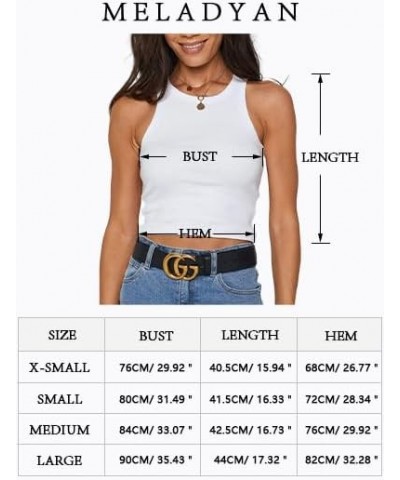 Women's Round Neck Basic Racerback Camisole Rib-Knit Solid Sleeveless Crop Tank Tops Coffee $10.79 Tanks