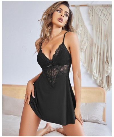 Babydoll Women Lingerie Slip Adjustable Strap Chemise V Neck Sleepwear Sexy Night Dress Black $12.31 Sleep & Lounge