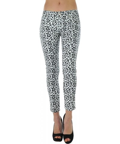 Women's Timeless Basic Versatile Skinny Fit 5-Pocket Zip-Up Ponte Pants White Cheetah Print $17.07 Pants