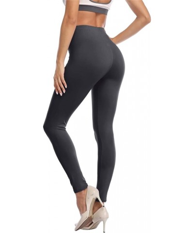 Women's Soft Full Length Leggings High Waist Ankle Length Leggings Pants Tights Dark Grey $7.64 Leggings