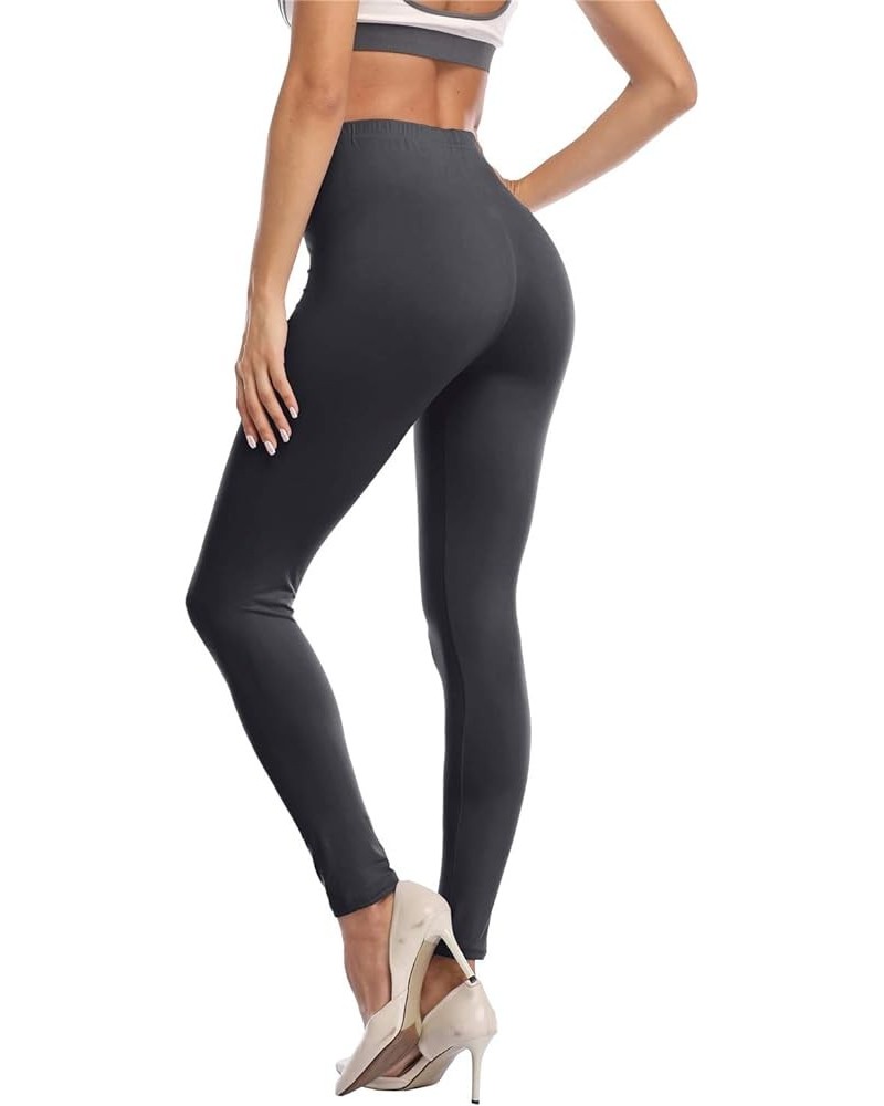 Women's Soft Full Length Leggings High Waist Ankle Length Leggings Pants Tights Dark Grey $7.64 Leggings