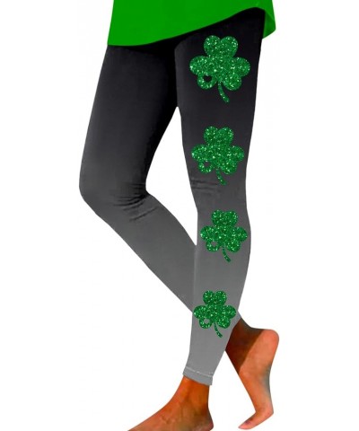 St.Patrick's Day Leggings for Women Sequin Shamrock Print Green Irish Lucky High Waisted Festival Holiday Workout Yoga Pants ...