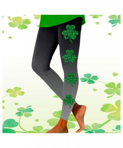 St.Patrick's Day Leggings for Women Sequin Shamrock Print Green Irish Lucky High Waisted Festival Holiday Workout Yoga Pants ...