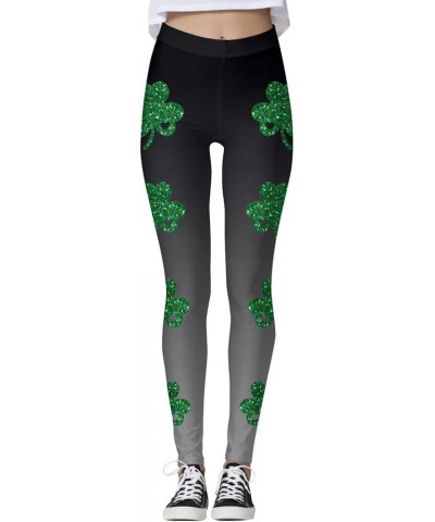 St.Patrick's Day Leggings for Women Sequin Shamrock Print Green Irish Lucky High Waisted Festival Holiday Workout Yoga Pants ...