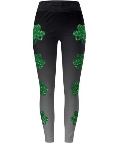 St.Patrick's Day Leggings for Women Sequin Shamrock Print Green Irish Lucky High Waisted Festival Holiday Workout Yoga Pants ...