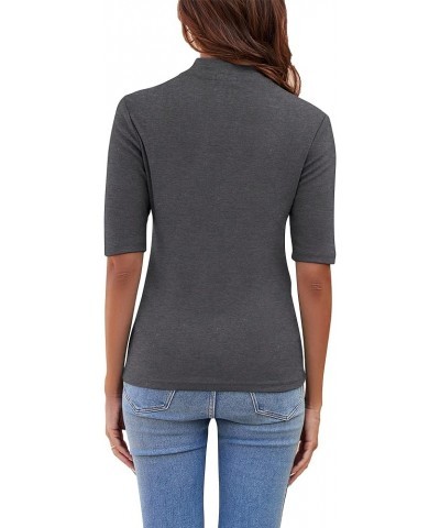 Womens Half Sleeve Mock Turtleneck Tunic Tops Dressy Casual Spring T Shirts Slim Fit Basic Tops Dark Gray $14.15 Tops