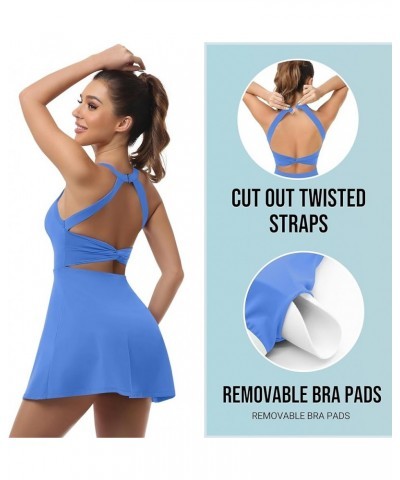 Womens Workout Tennis Dress with Built in Shorts and Bra Athletic Golf Activewear for Exercise Bright Blue $16.72 Dresses