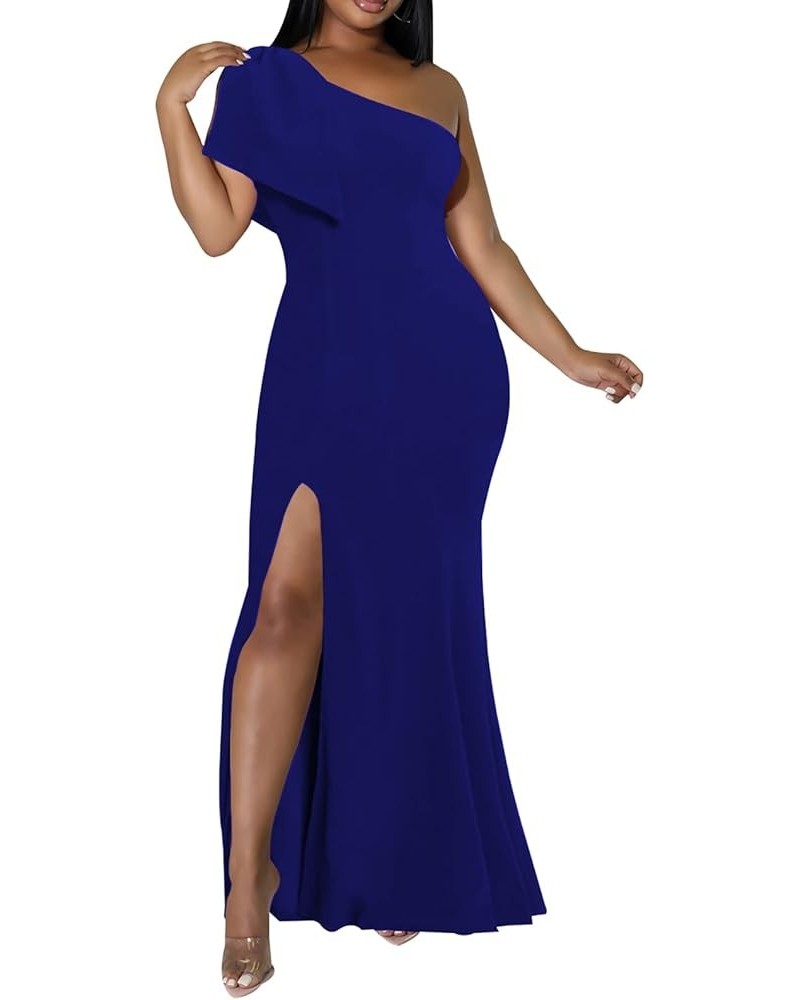 Sexy Formal Dress for Women Ruched Off Shoulder Club Cocktail Bodycon Evening Gown Maxi Long Dresses 05504blue $10.25 Dresses