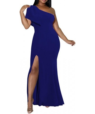 Sexy Formal Dress for Women Ruched Off Shoulder Club Cocktail Bodycon Evening Gown Maxi Long Dresses 05504blue $10.25 Dresses