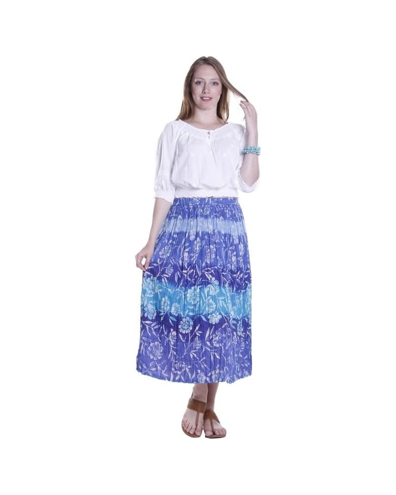 Women's Crinkled Reversible Printed Skirt Navy $21.60 Skirts