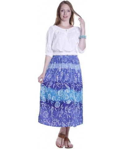 Women's Crinkled Reversible Printed Skirt Navy $21.60 Skirts