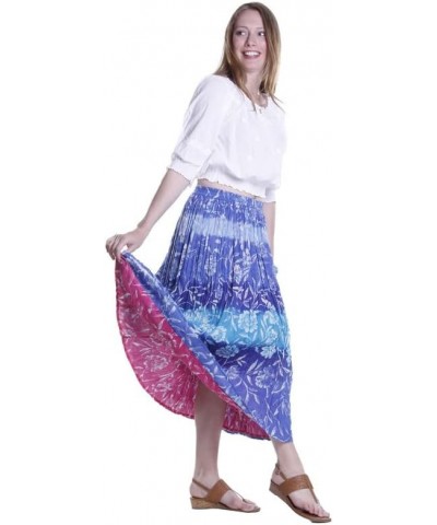 Women's Crinkled Reversible Printed Skirt Navy $21.60 Skirts