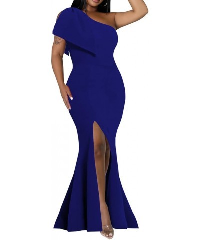 Sexy Formal Dress for Women Ruched Off Shoulder Club Cocktail Bodycon Evening Gown Maxi Long Dresses 05504blue $10.25 Dresses