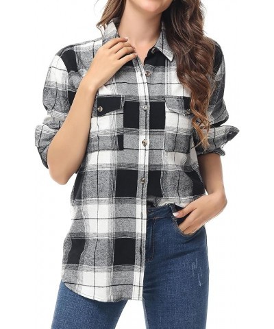 Women's Oversized Flannel Plaid Shirt Long Sleeve Button Down Plus Size Lightweight Shacket Blouse (S-4X) Regular Fit 50012 $...