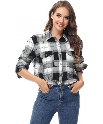 Women's Oversized Flannel Plaid Shirt Long Sleeve Button Down Plus Size Lightweight Shacket Blouse (S-4X) Regular Fit 50012 $...