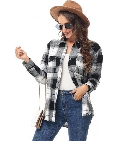 Women's Oversized Flannel Plaid Shirt Long Sleeve Button Down Plus Size Lightweight Shacket Blouse (S-4X) Regular Fit 50012 $...