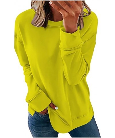 Plus Size Tops,Women'S Regular Solid Color Round Neck Long Sleeve Sweatshirt Basic Going Out Pullover Tunic 2-yellow $9.27 Tops