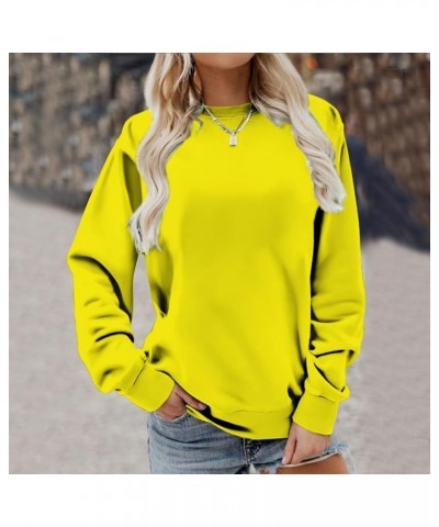 Plus Size Tops,Women'S Regular Solid Color Round Neck Long Sleeve Sweatshirt Basic Going Out Pullover Tunic 2-yellow $9.27 Tops