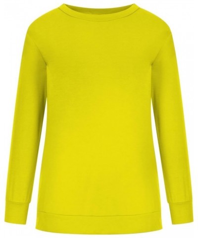 Plus Size Tops,Women'S Regular Solid Color Round Neck Long Sleeve Sweatshirt Basic Going Out Pullover Tunic 2-yellow $9.27 Tops