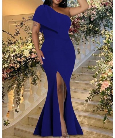 Sexy Formal Dress for Women Ruched Off Shoulder Club Cocktail Bodycon Evening Gown Maxi Long Dresses 05504blue $10.25 Dresses