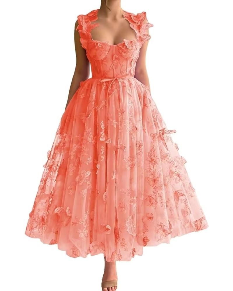 3D Flowers Homecoming Dresses for Teens Tulle Lace Appliques Sweetheart Short Prom Cocktail Dress 2023 A-coral $28.67 Dresses