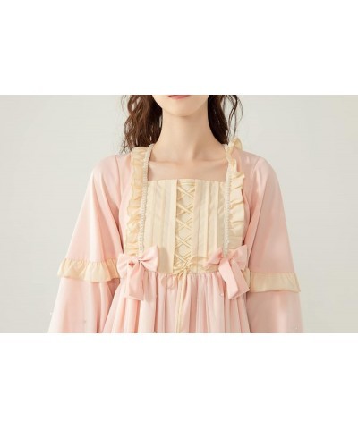 Lolita Cute Dresses for Teens Japanese Style Sweet High Waist Long Sleeve Dress Pink $26.94 Dresses